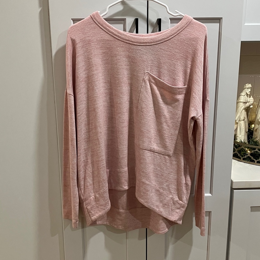 Rag & Bone / Jean Women's Pink Pocket Crew Long Sleeve Tee Shirt Top